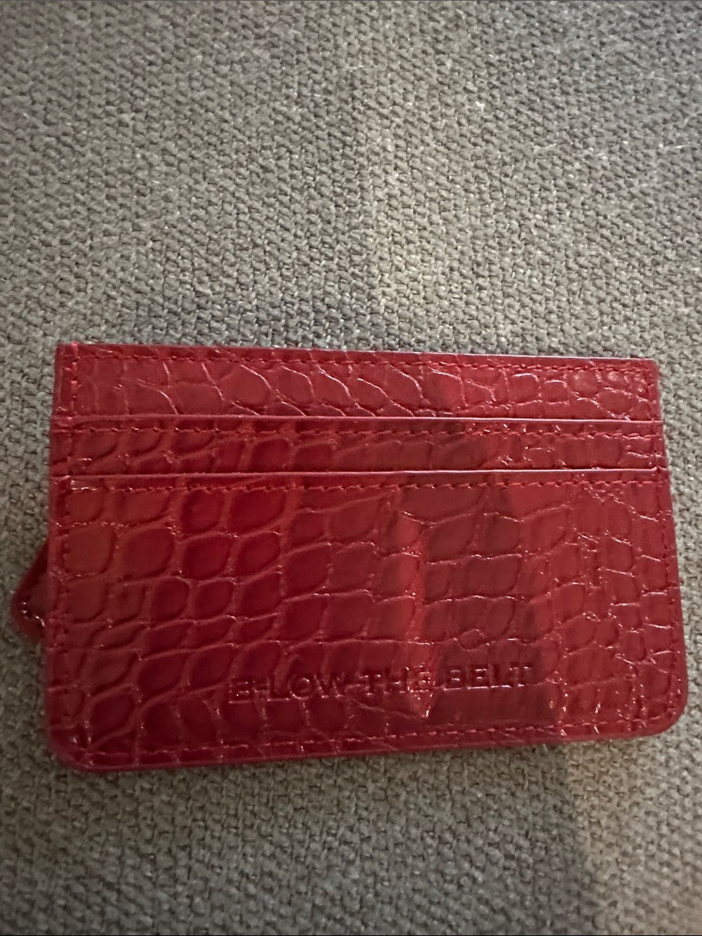 Below the Belt Red Croc-Embossed Card Holder